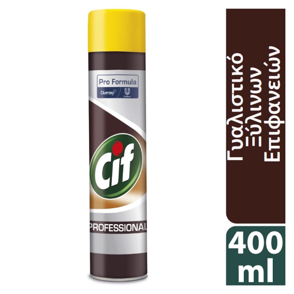 Cif Professional Wood Furniture Polish 6x0.4L - Επώνυμο προϊόν που καθαρίζει και προστατεύει τις ξύλινες επιφάνειες.